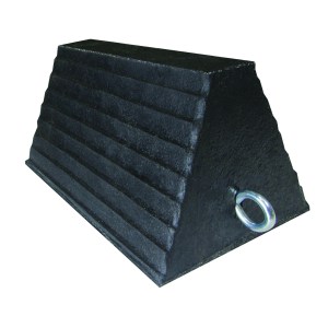 Molded Rubber Safety Wheel Chock w/Eyebolt Hardware