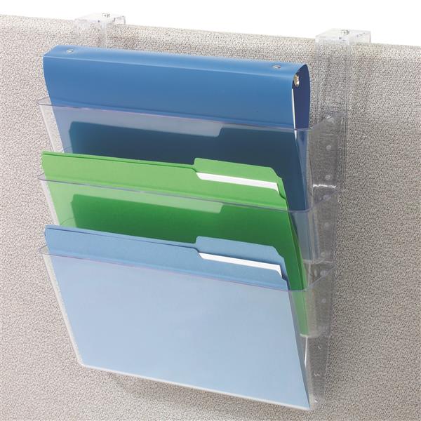 13W x 7H x 4D Set of 3 Wall File Organizer Letter Size Recycled Content Black Deflecto 93604 Sustainable Office DocuPocket Stackable 