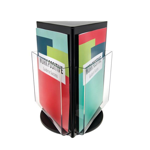 3-Sided Rotating Countertop Display – Magazine – Black/Clear