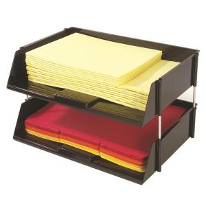 Industrial Tray Side-Load Stacking Tray - 2 Tray Set - Black