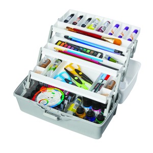 deflecto® Stackable Caddy Organizer, Large, Plastic, 13.24 x 4 x 4.38,  White