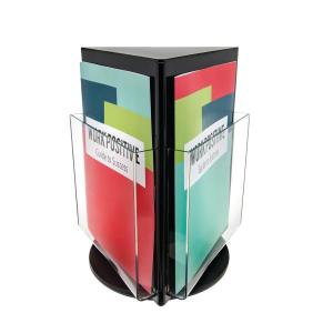 3-Sided Rotating Countertop Display - Magazine - Black/Clear