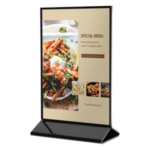 Double-Sided Sign Holder with Black Frame & Base