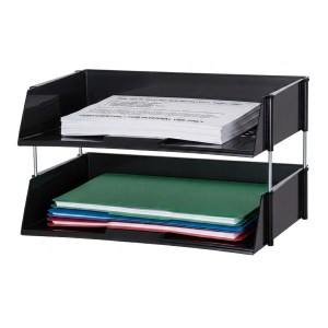Industrial Tray Side-Load Stacking Tray - 2 Tray Set - Black